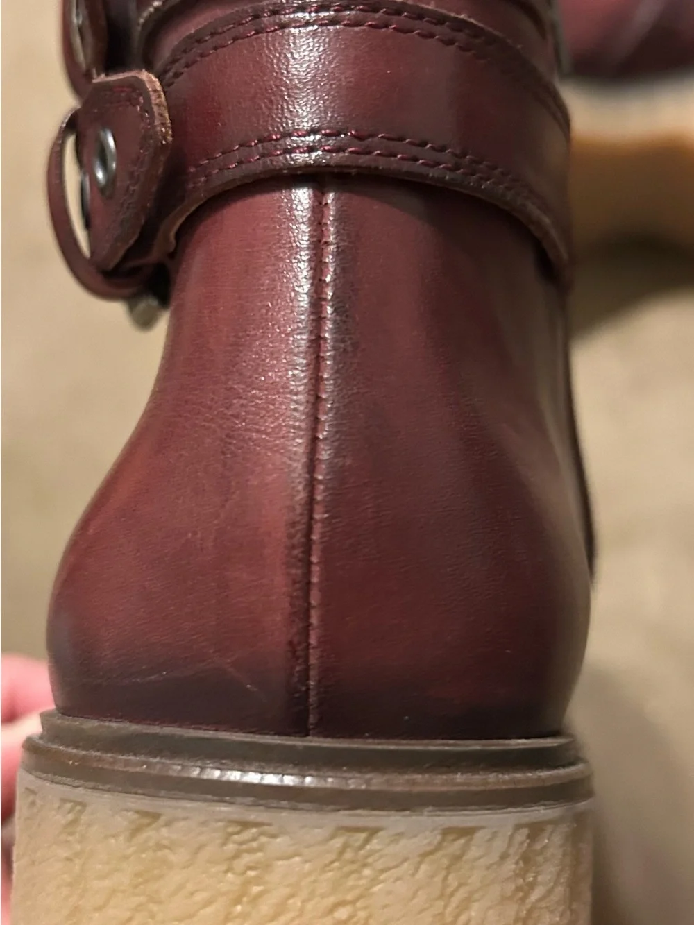 PIKOLINOS Maroon Leather Boots, buckles that are adjustable, zippers on the side